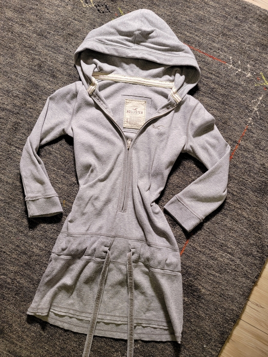 Hollister Tops - Hollister Vintage Y2k Heather Gray Hooded Sweatshirt Dress | Size Small